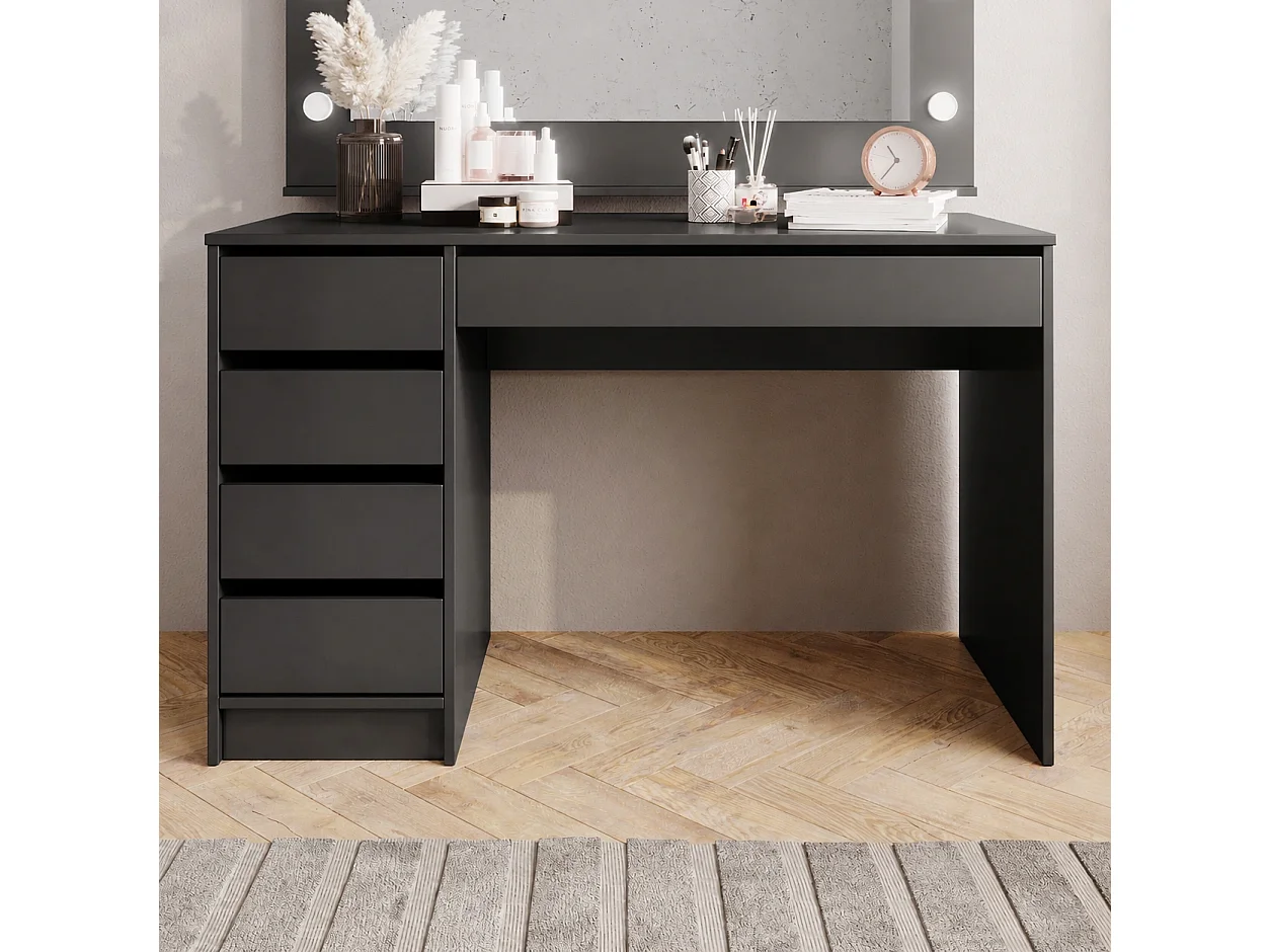 Bureau MIA 120 cm met 5 Laden, Universeel te Monteren - Antraciet