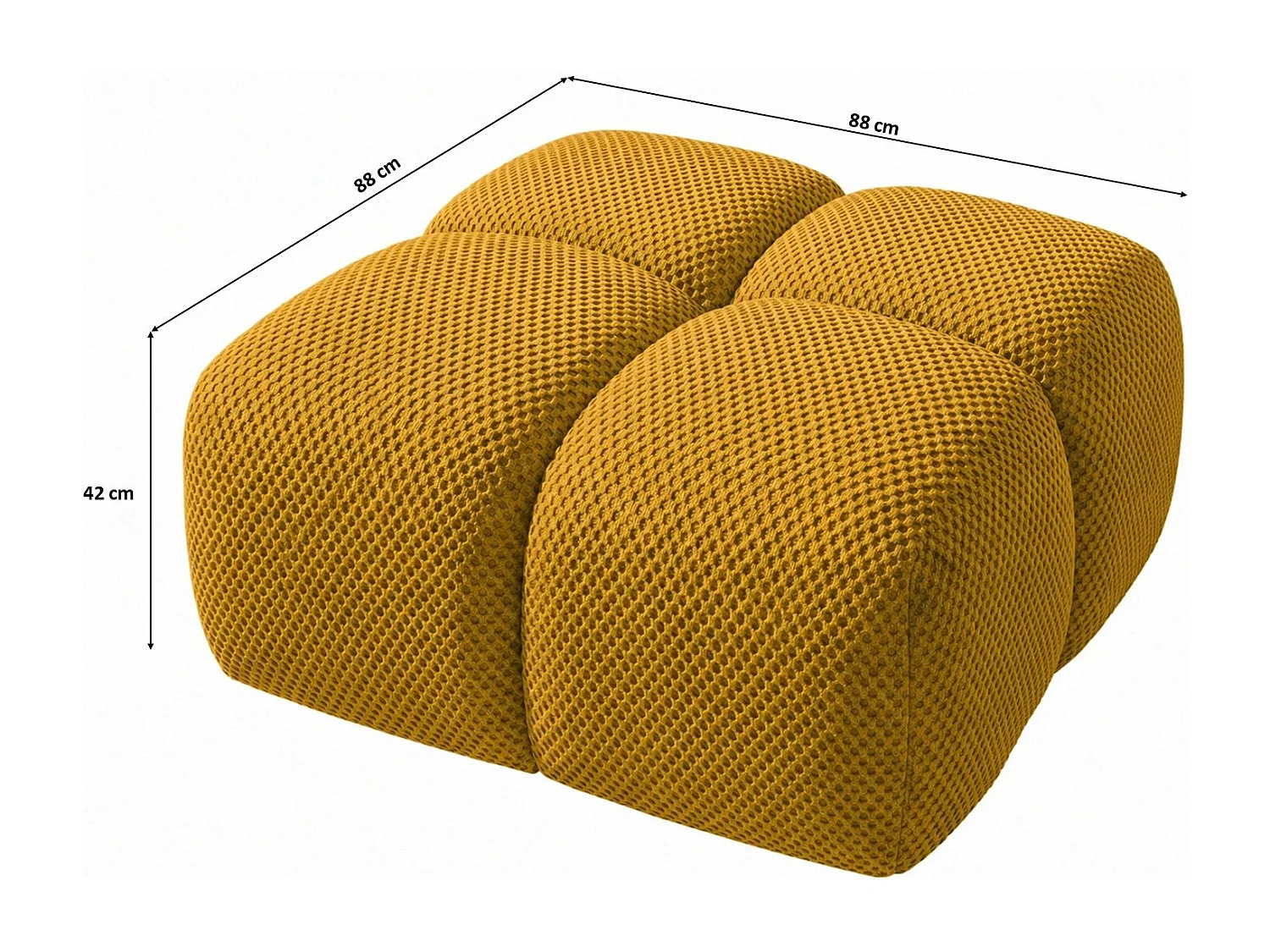 Repose-pieds, pouf, tissu premium texturé Sonic, Moutarde, Averro