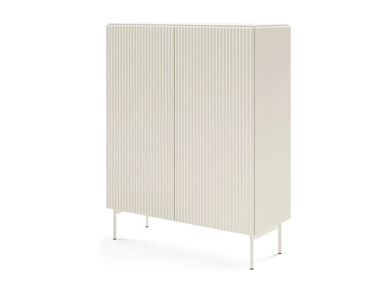 Commode haute / Highboard MUTI 99 cm - Cachemire, Façades nervurées et système Push to Open