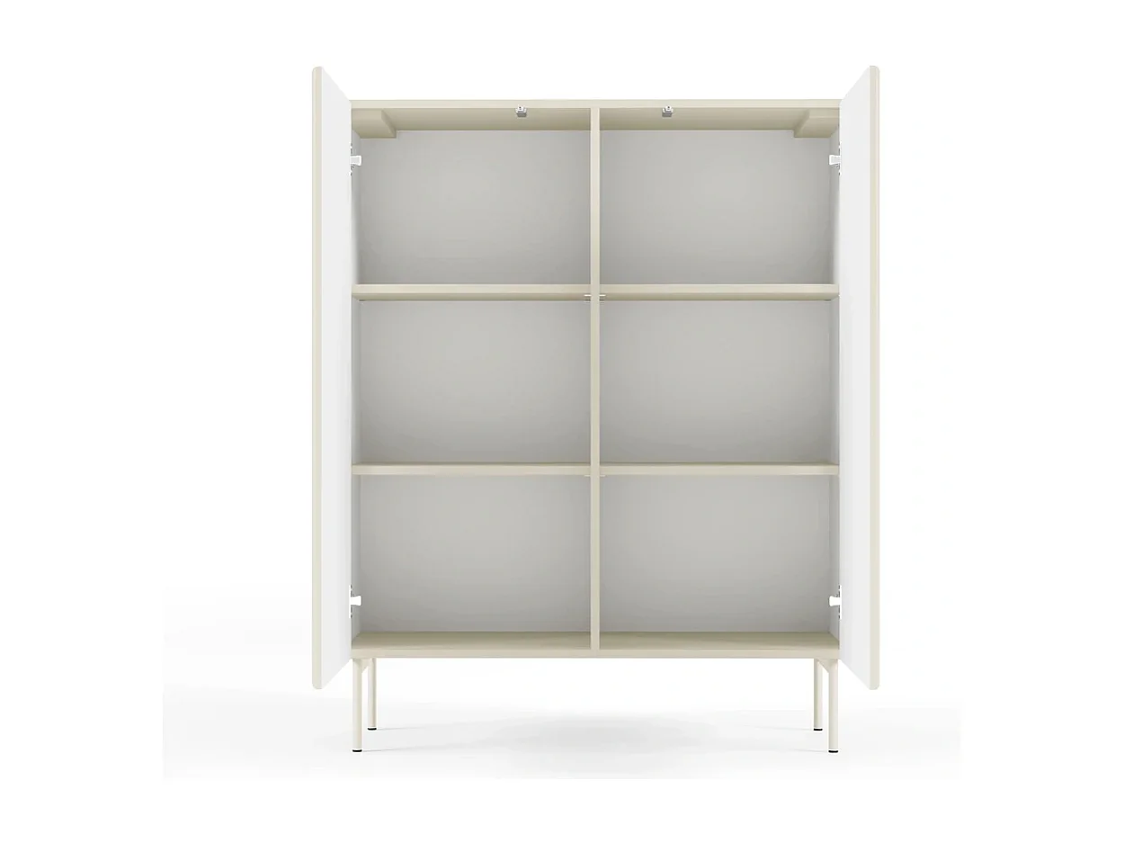Commode haute / Highboard MUTI 99 cm - Cachemire, Façades nervurées et système Push to Open