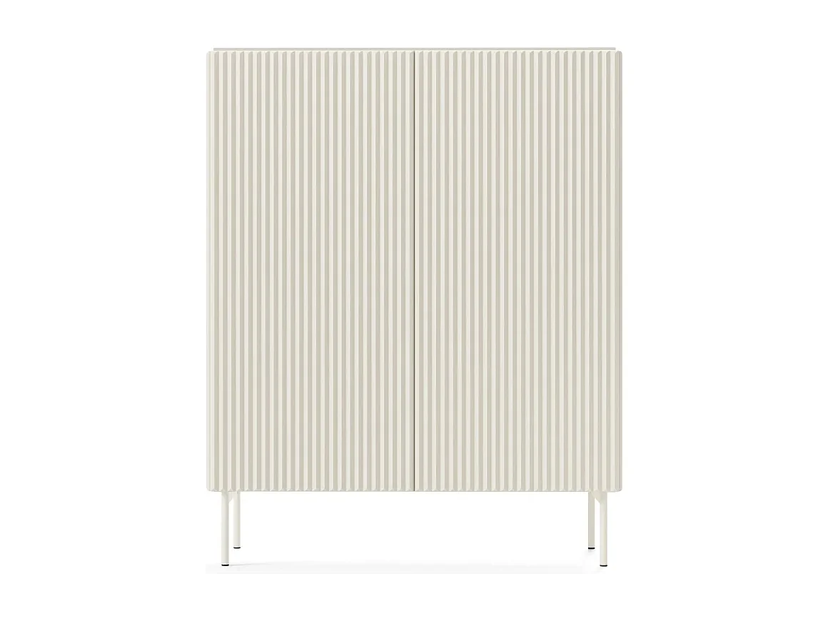 Commode haute / Highboard MUTI 99 cm - Cachemire, Façades nervurées et système Push to Open