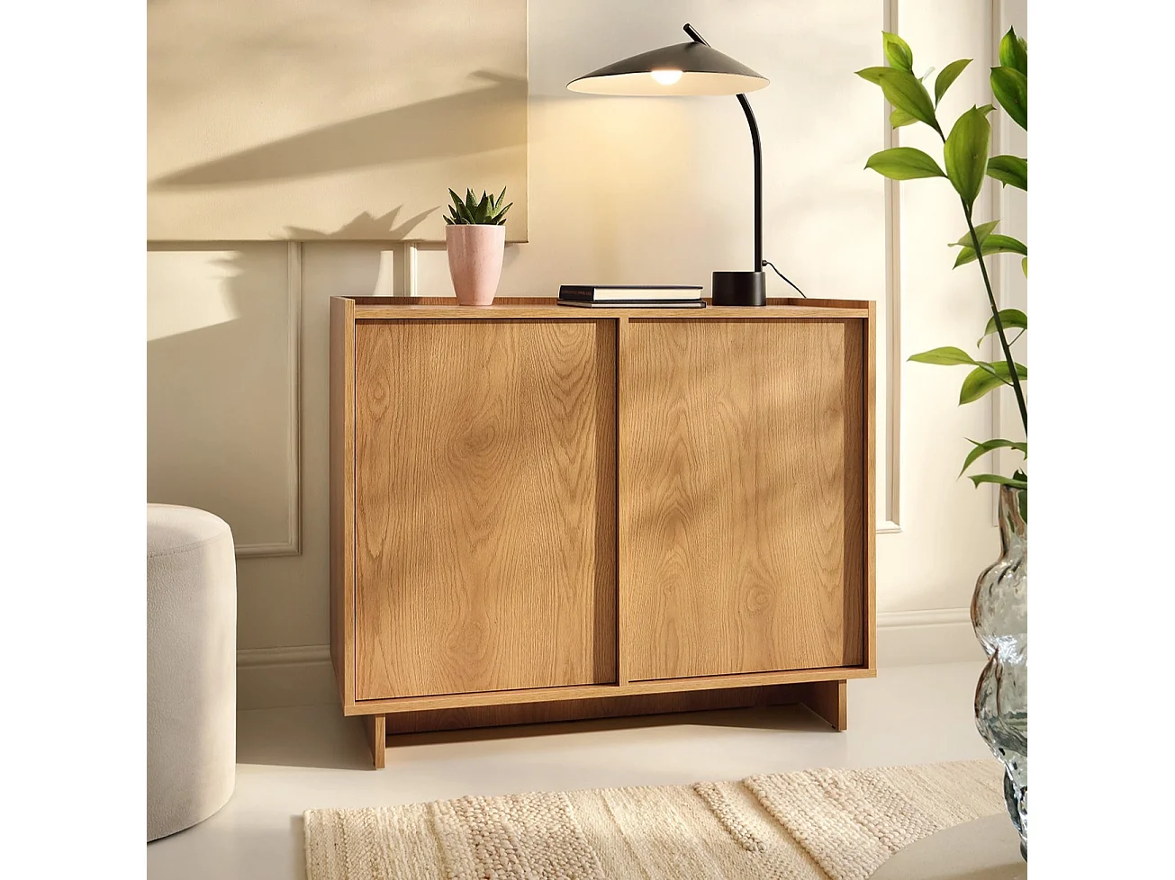 Sideboard / Kommode SUNA 98 cm - Karamell Eiche und Push-to-Open-System
