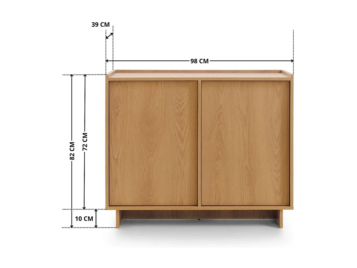 Sideboard / Kommode SUNA 98 cm - Karamell Eiche und Push-to-Open-System