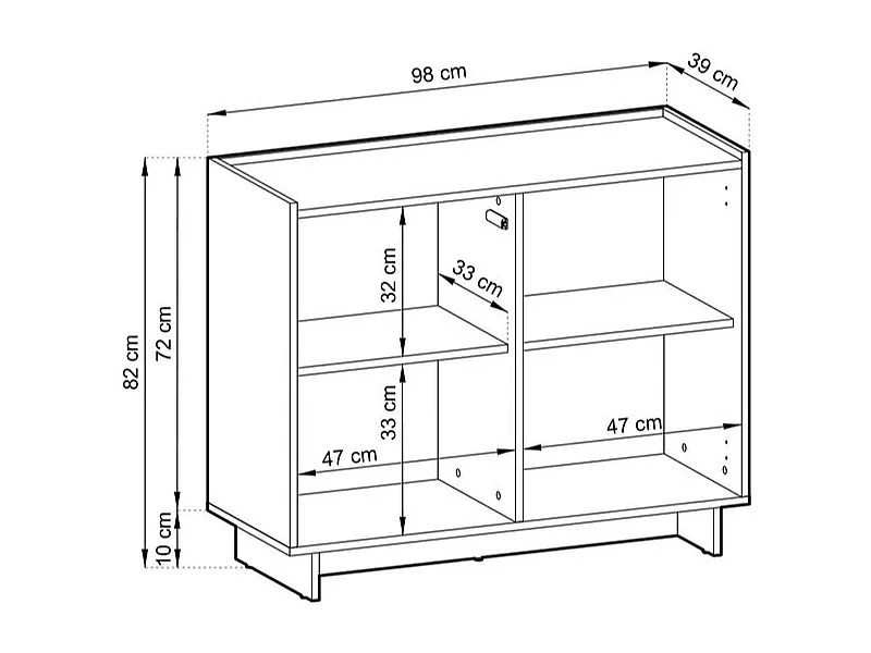Sideboard / Kommode SUNA 98 cm - Karamell Eiche und Push-to-Open-System