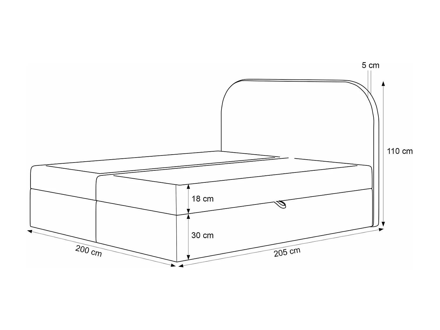 Lit Boxspring 2 places FUZZI 200x200 cm avec 2 Coffres, Matelas et Tête de Lit Moelleuse - Bleu Gris Foncé (Tissu Chenille Lumi)