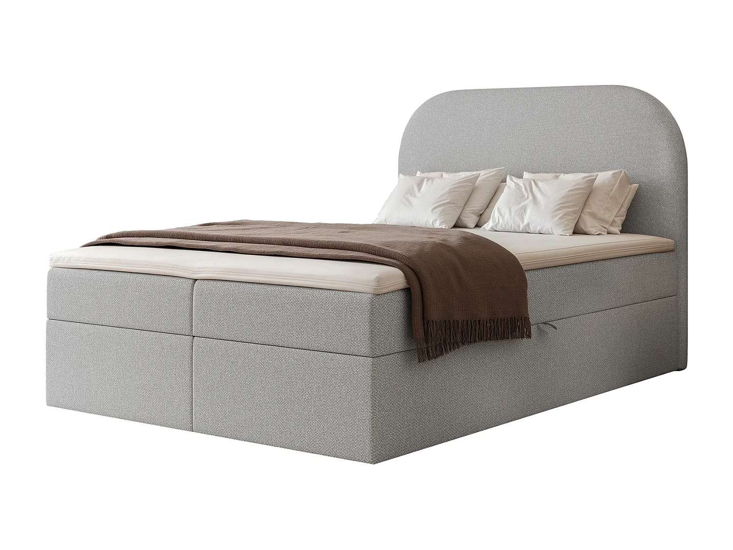 Lit Boxspring FUZZI 120x200 cm avec 2 Coffres, Matelas et Tête de Lit Moelleuse - Gris Bleu (Tissu Chenille Lumi)