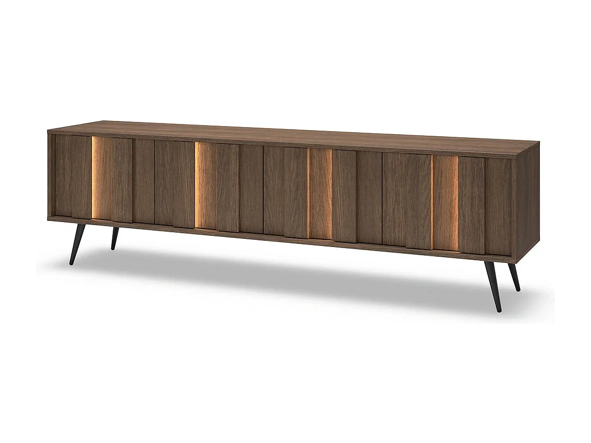 TV-Meubel LUPO 183 cm met 4 Deuren, LED en Metalen Poten - Eiken Dunin