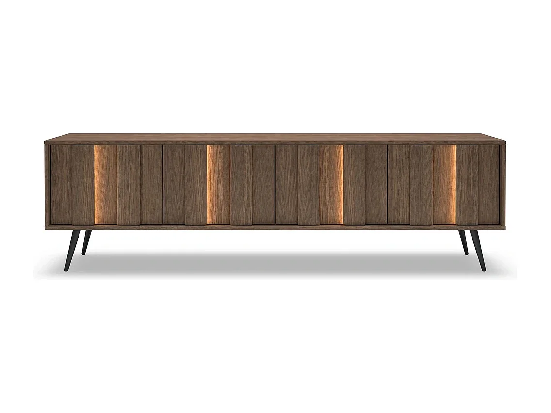 TV-Meubel LUPO 183 cm met 4 Deuren, LED en Metalen Poten - Eiken Dunin