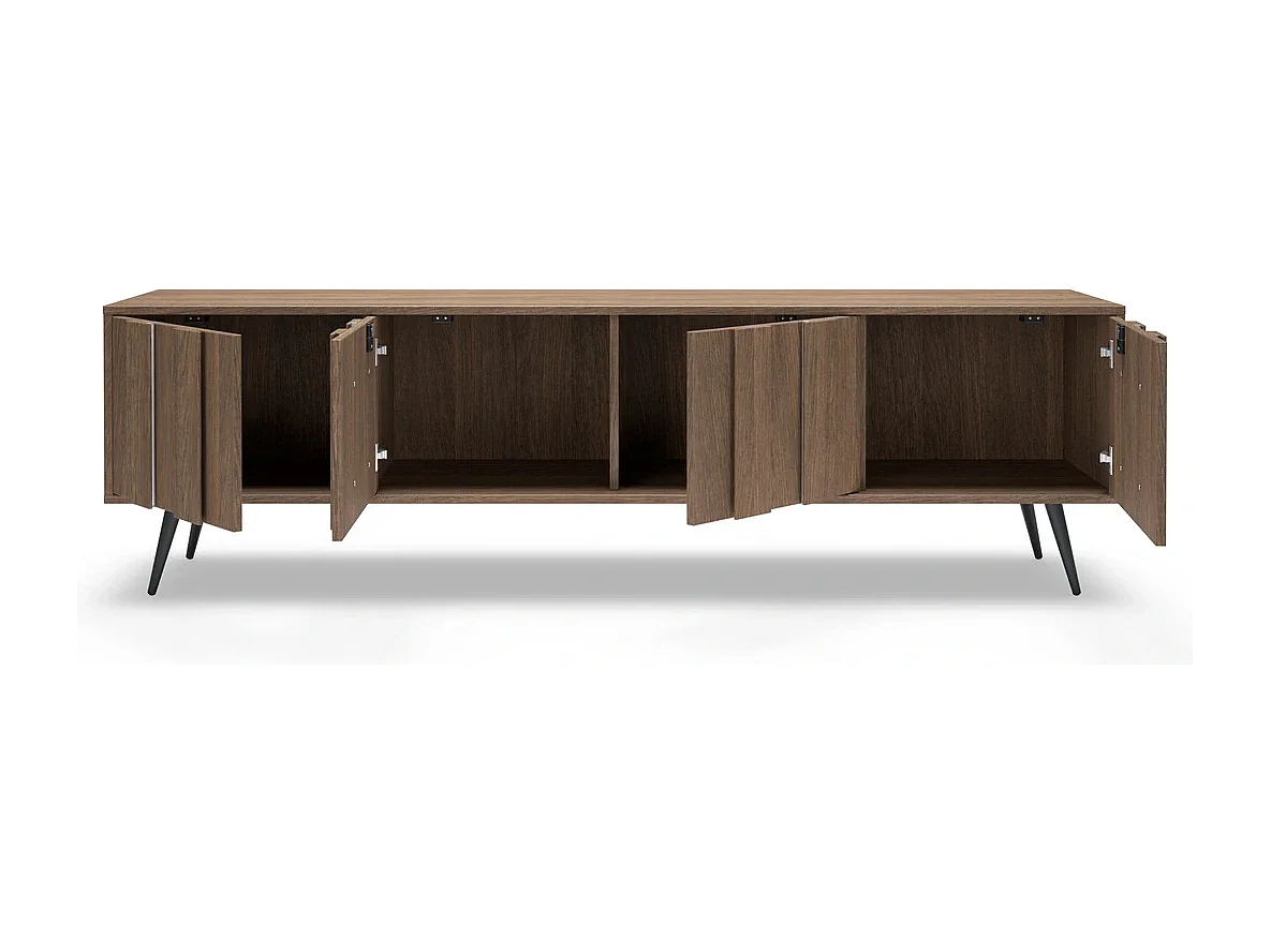 TV-Meubel LUPO 183 cm met 4 Deuren, LED en Metalen Poten - Eiken Dunin