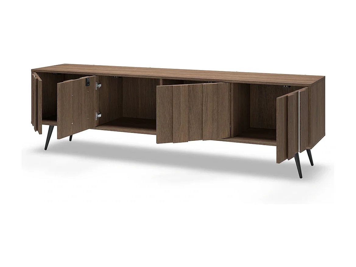 TV-Meubel LUPO 183 cm met 4 Deuren, LED en Metalen Poten - Eiken Dunin