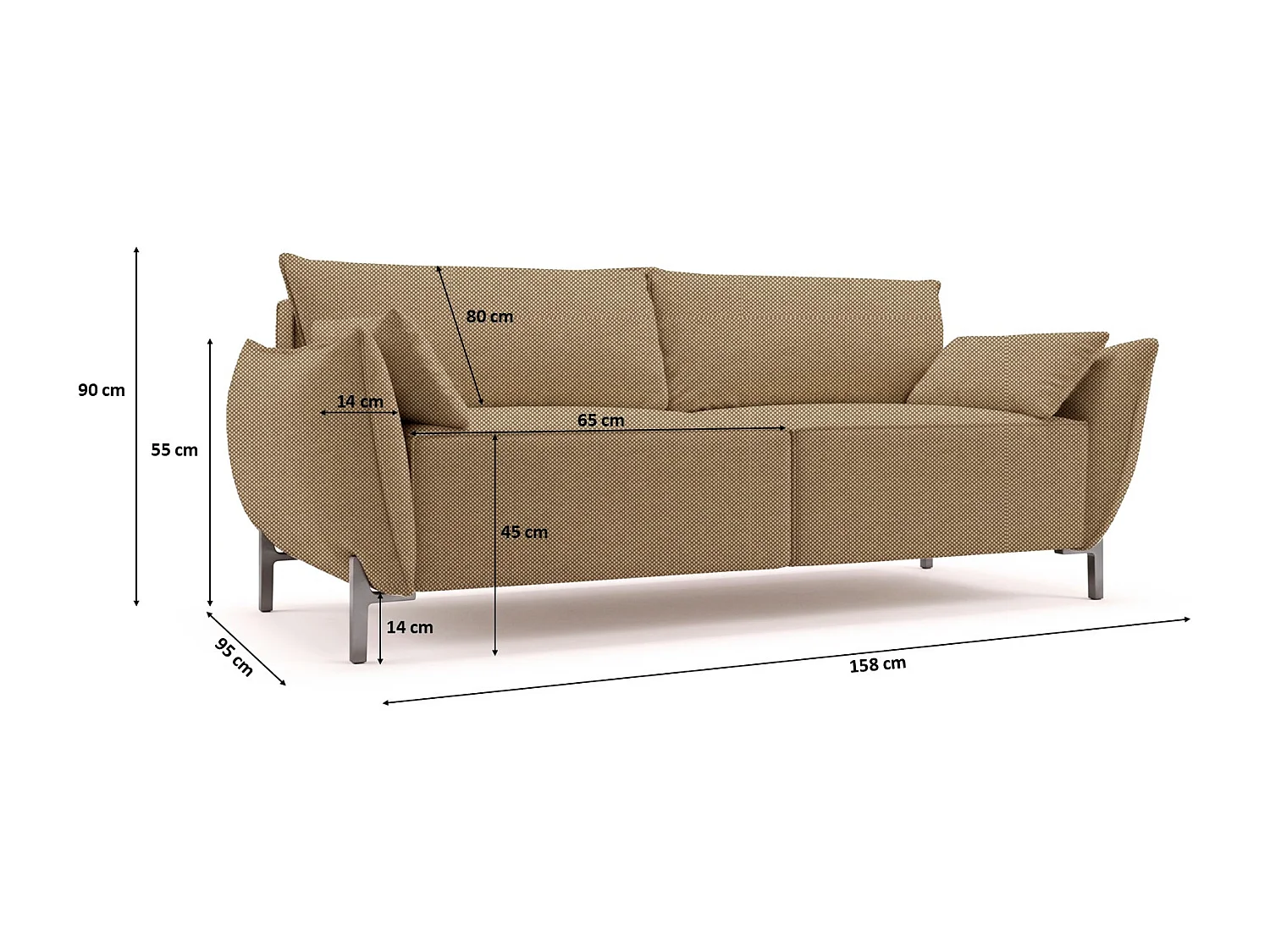 Sofa 2-osobowa na taras i ogród, tkanina Sunlight, Toffee, SUNMEE
