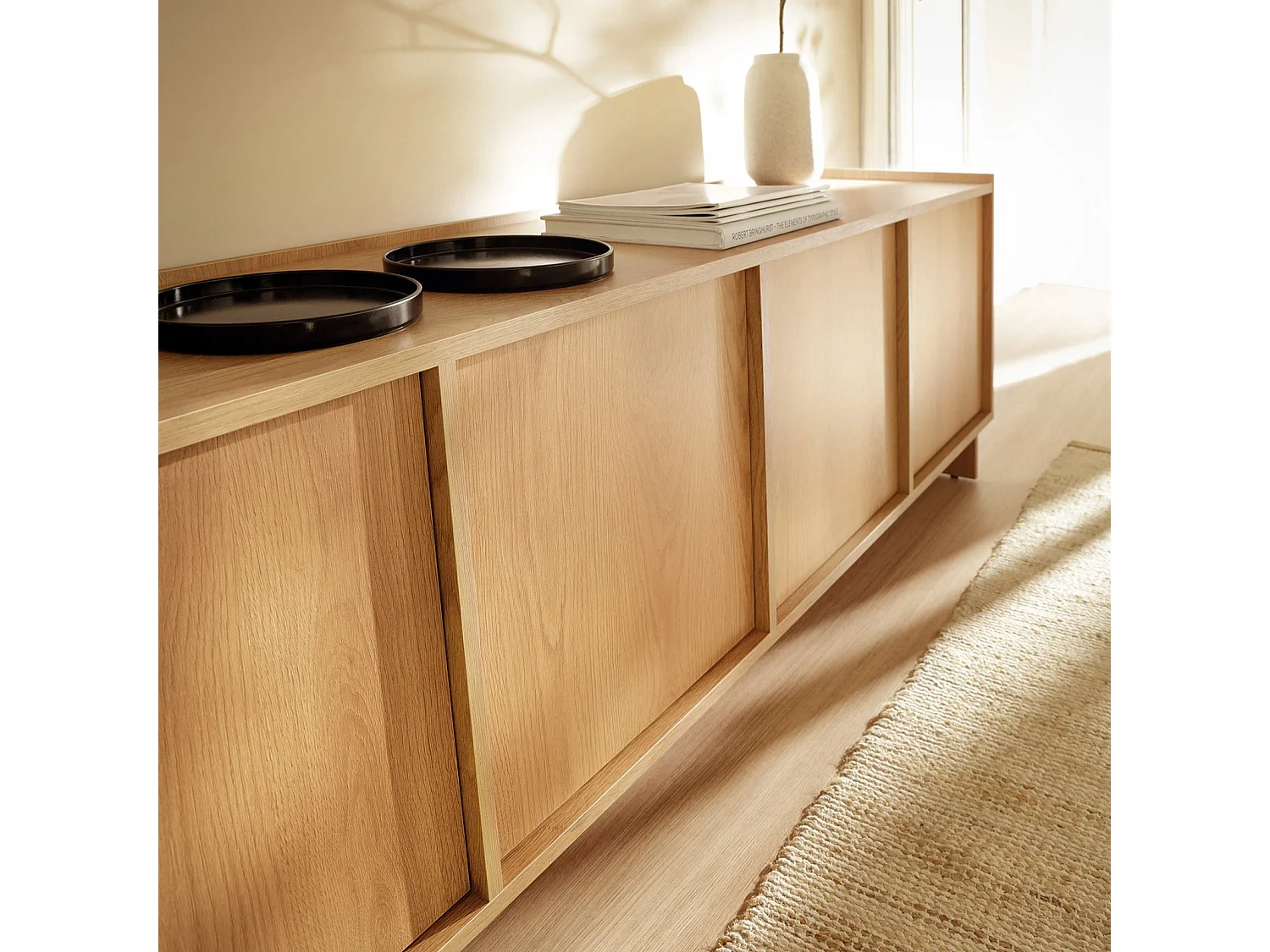 TV-meubel SUNA 195 cm - Karamel Eiken en Push to Open