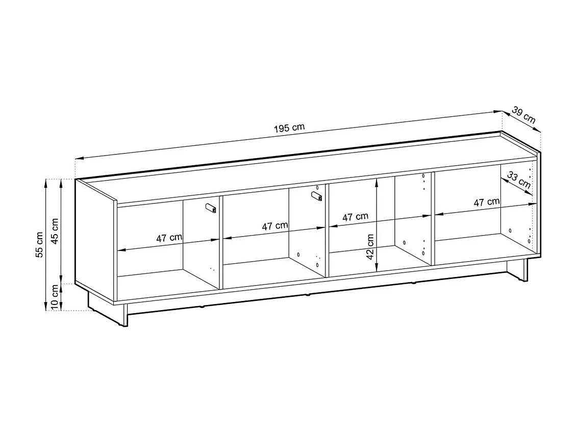 TV-meubel SUNA 195 cm - Karamel Eiken en Push to Open