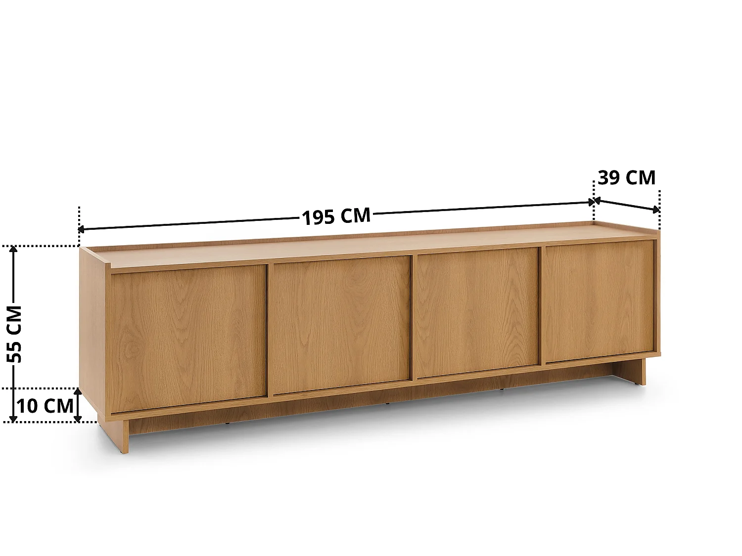 TV-meubel SUNA 195 cm - Karamel Eiken en Push to Open