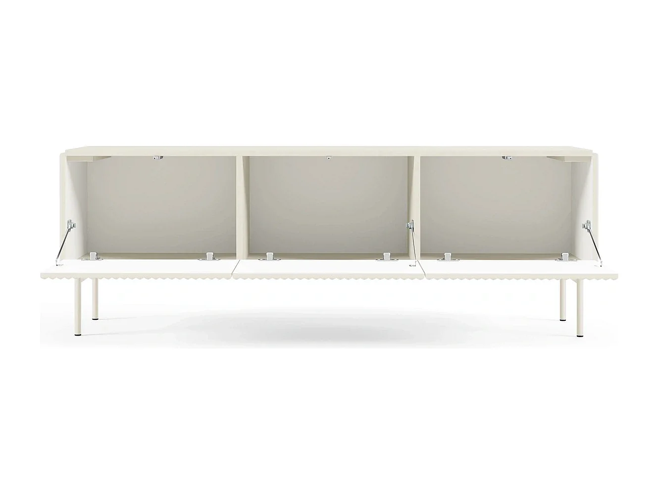 TV-Lowboard MUTI 147 cm Kaschmir - mit 3 Türen, Riffel-Fronten und Push-to-Open