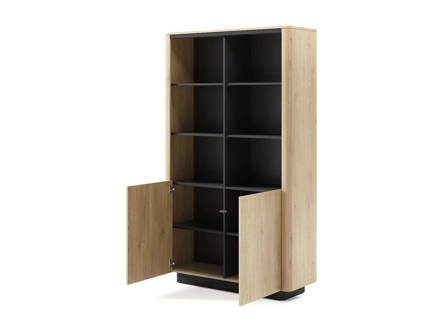 Highboard-Regal TORRO 113 cm Eiche Cremona mit schwarzem Inneren (H190 cm)