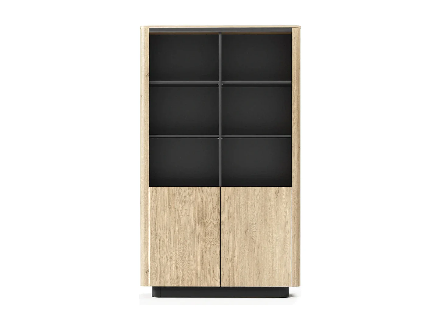 Highboard-Regal TORRO 113 cm Eiche Cremona mit schwarzem Inneren (H190 cm)