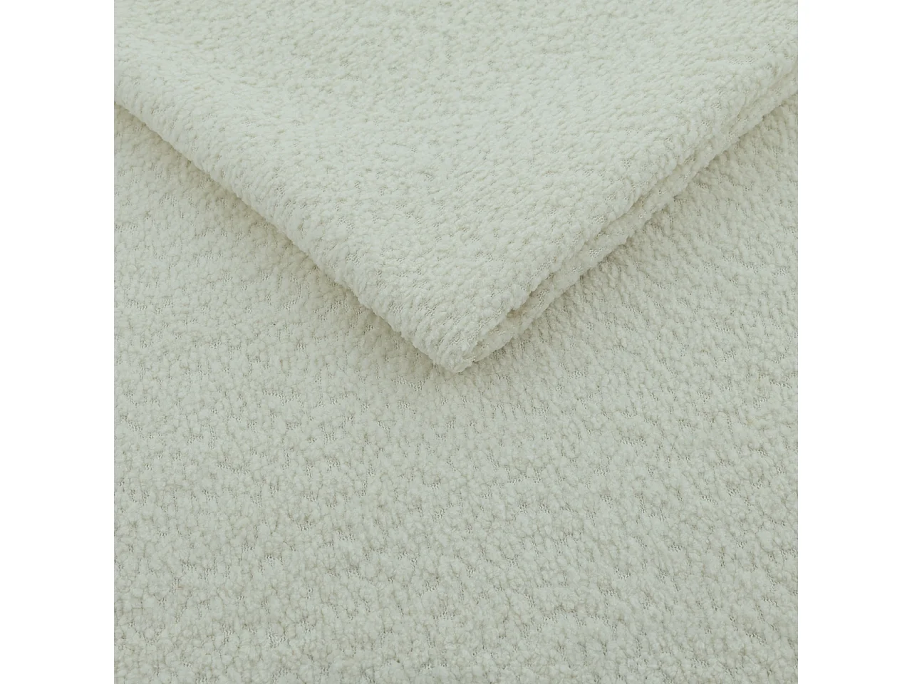 Lit Coffre XXL LANDARE 200x200 cm avec Sommier à Lattes - Tissu Bouclé Crème (Coral 15)
