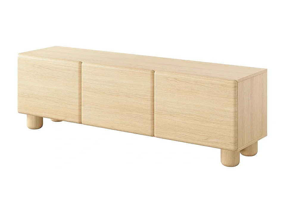 TV-Lowboard CERVI 150 cm mit 3 Klappen und abgerundeten Fronten - Eiche Vicenza