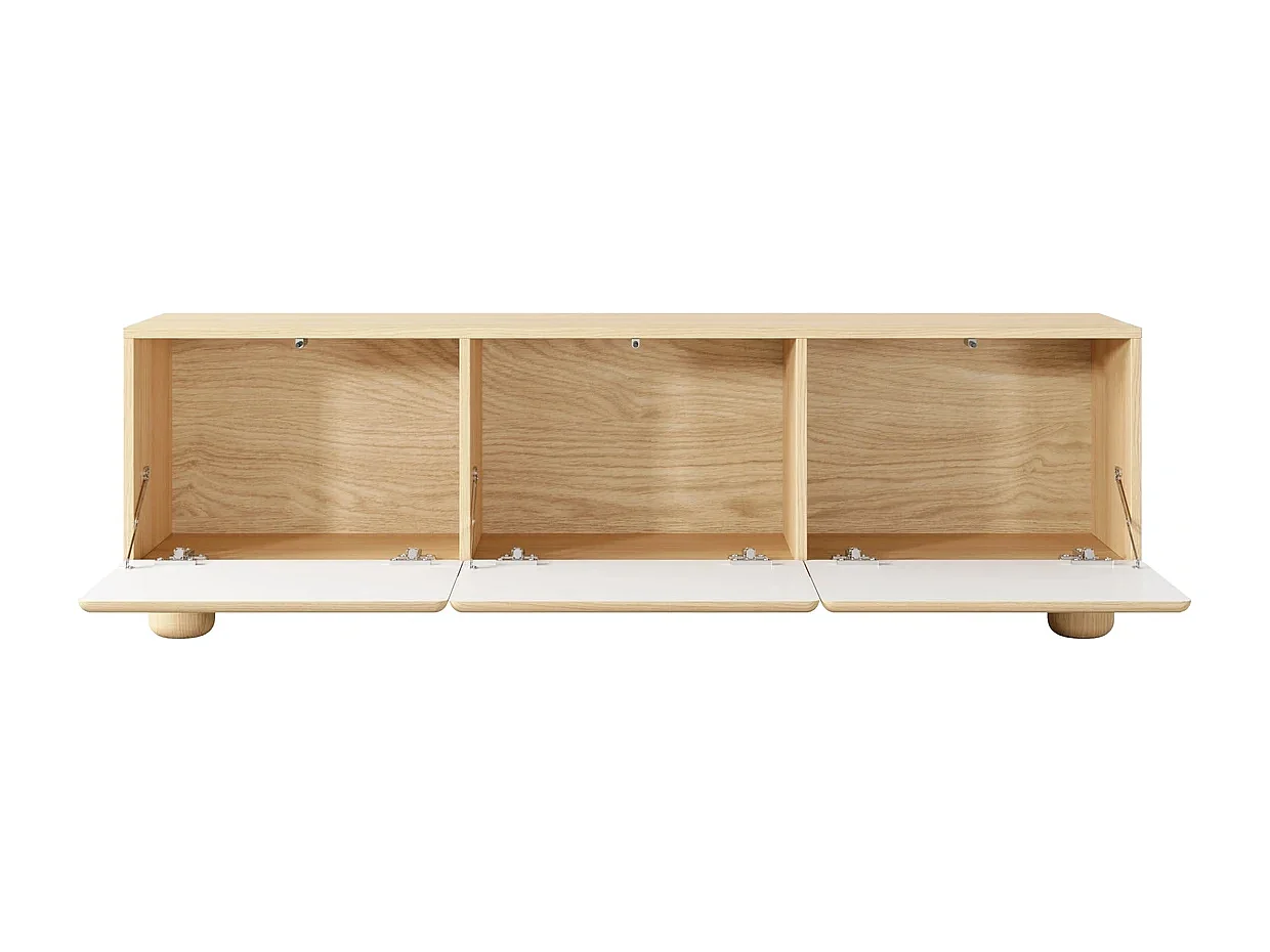 TV-Lowboard CERVI 150 cm mit 3 Klappen und abgerundeten Fronten - Eiche Vicenza