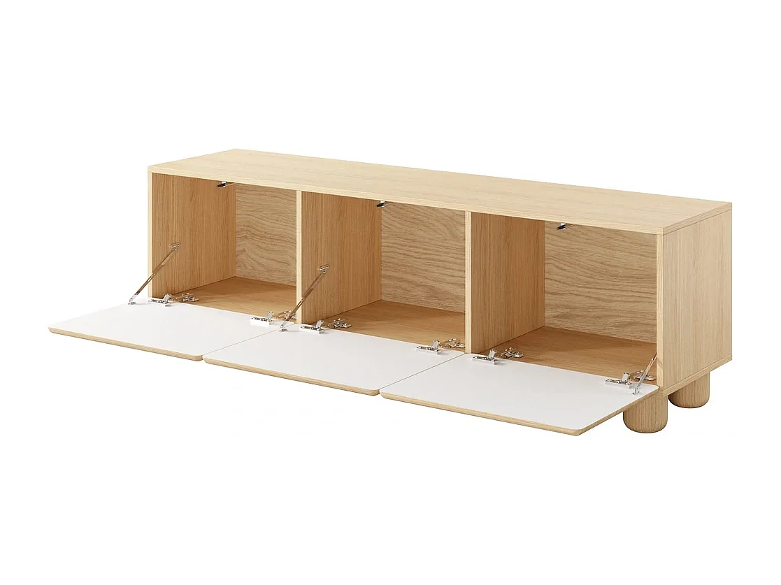 TV-Lowboard CERVI 150 cm mit 3 Klappen und abgerundeten Fronten - Eiche Vicenza