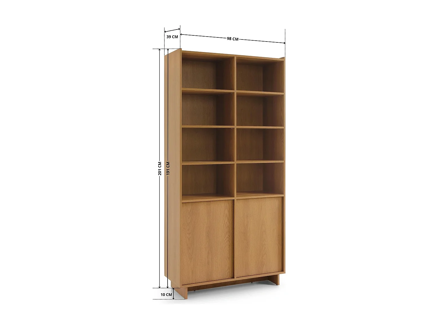 Boekenkast / Vakkenkast SUNA 98 cm - Karamel Eiken en Push to Open
