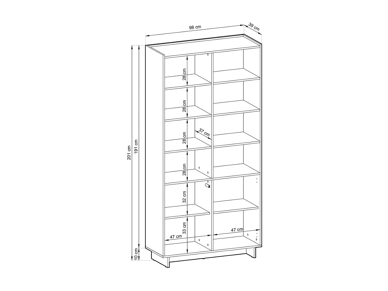 Boekenkast / Vakkenkast SUNA 98 cm - Karamel Eiken en Push to Open