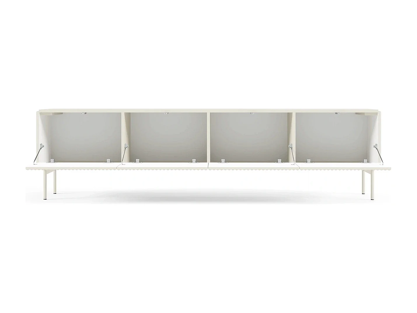 TV-Meubel MUTI 195,2 cm - Kasjmier Kleur, 4 Deuren met Geribbelde Fronten en Push-to-Open