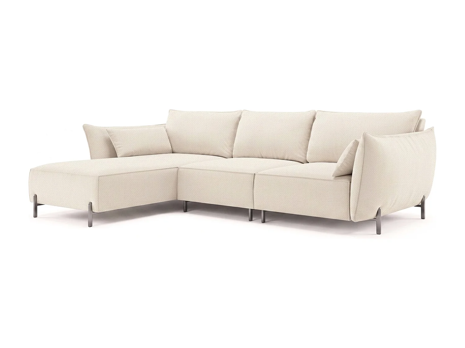 Gartenecksofa für Terrasse und Garten, Stoff Sunlight, Ecru, Links, SUNMEE