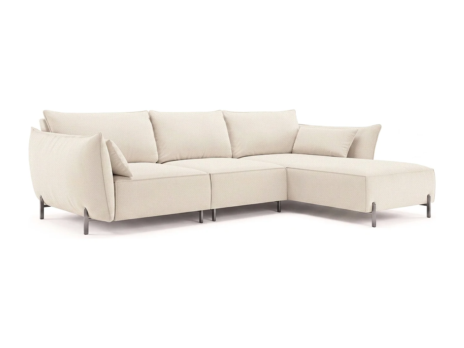 Gartenecksofa für Terrasse und Garten, Stoff Sunlight, Ecru, Rechts, SUNMEE