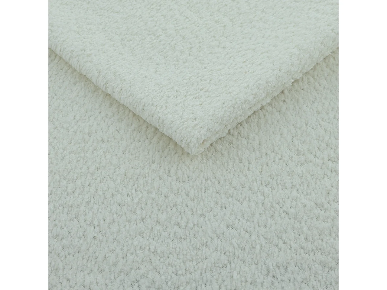 Lit Coffre 2 places VIVIEN 140x200 cm avec Sommier à Lattes - Tissu Bouclé Blanc (Coral 70)