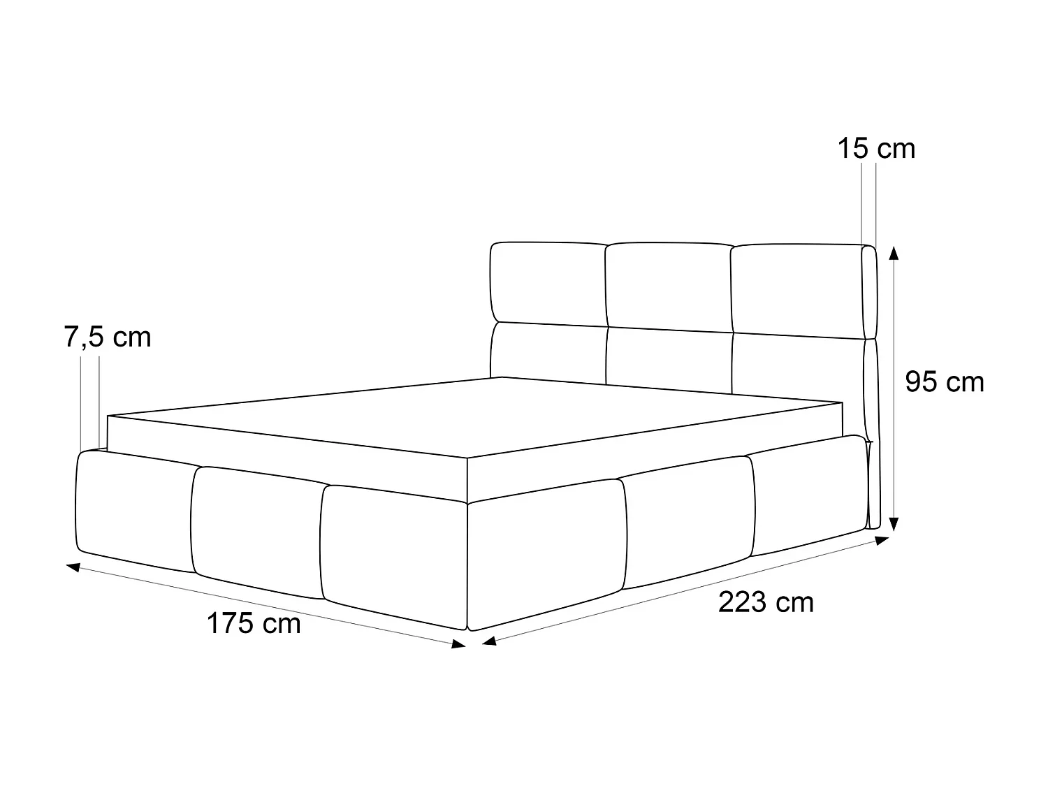 Lit Coffre 2 places VIVIEN 160x200 cm avec Sommier à Lattes - Tissu Bouclé Gris Platine (Coral 85)