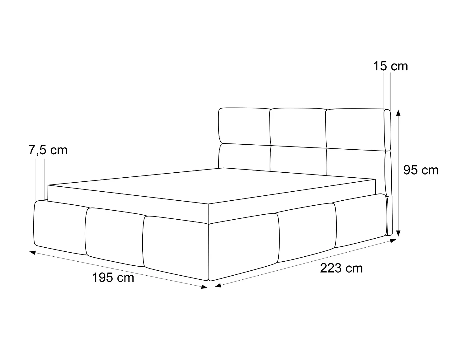 Lit Coffre King Size VIVIEN 180x200 cm avec Sommier à Lattes - Tissu Bouclé Gris Platine (Coral 85)