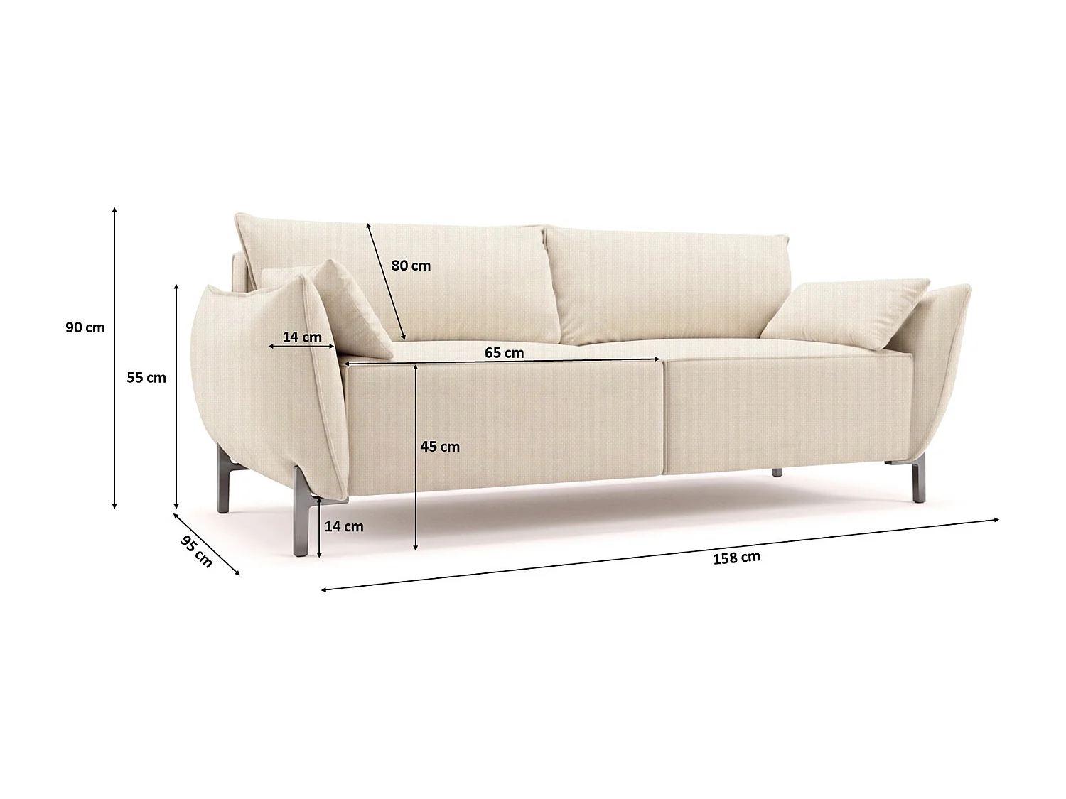 Sofa 2-osobowa na taras i ogród, tkanina Sunlight, Ecru, SUNMEE