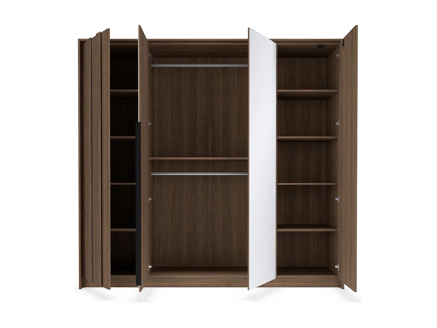 Kleiderschrank LUPO 223 cm mit 4 Türen, Spiegeln und LED - Eiche Dunin