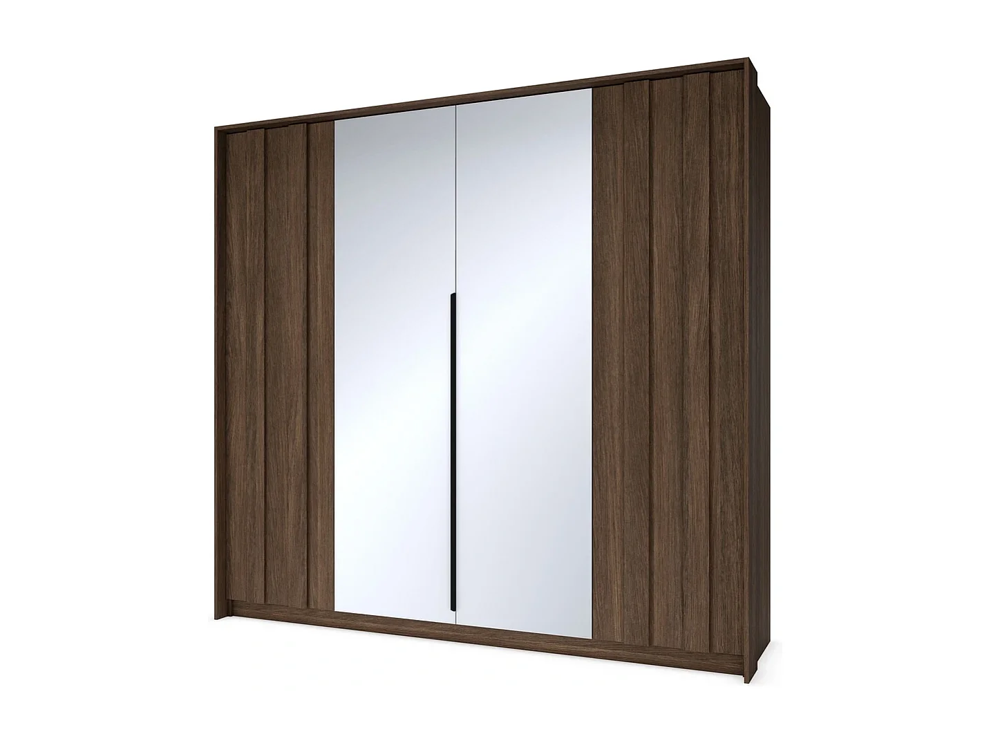 Kleiderschrank LUPO 223 cm mit 4 Türen, Spiegeln und LED - Eiche Dunin