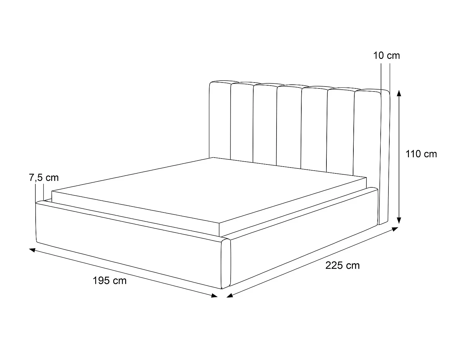 Lit Coffre King Size CIERO 180x200 cm avec Sommier à Lattes - Tissu Bouclette Beige (Abriamo)