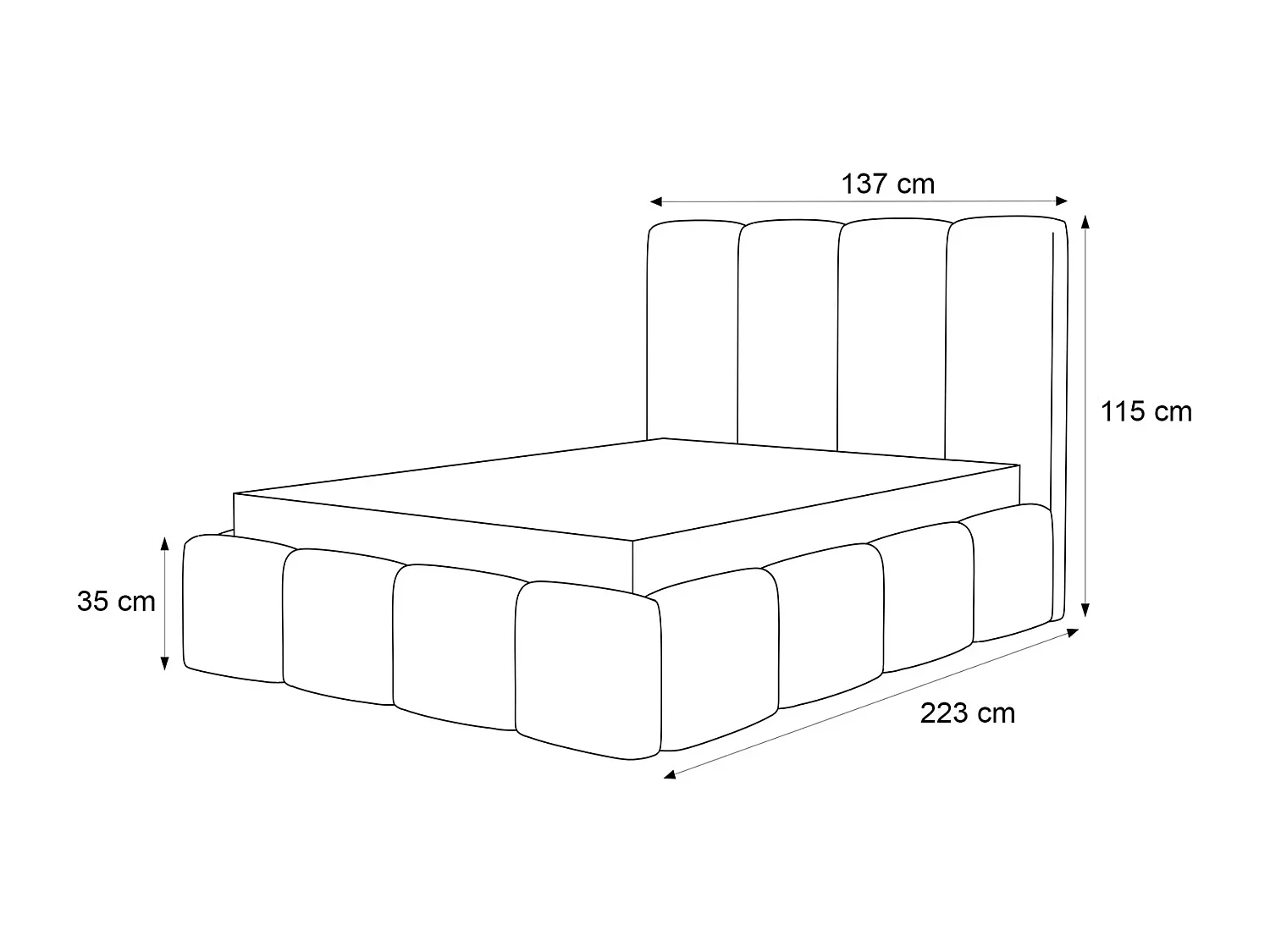 Lit Coffre LANDARE 120x200 cm avec Sommier à Lattes - Tissu Bouclé Gris Platine (Coral 85)
