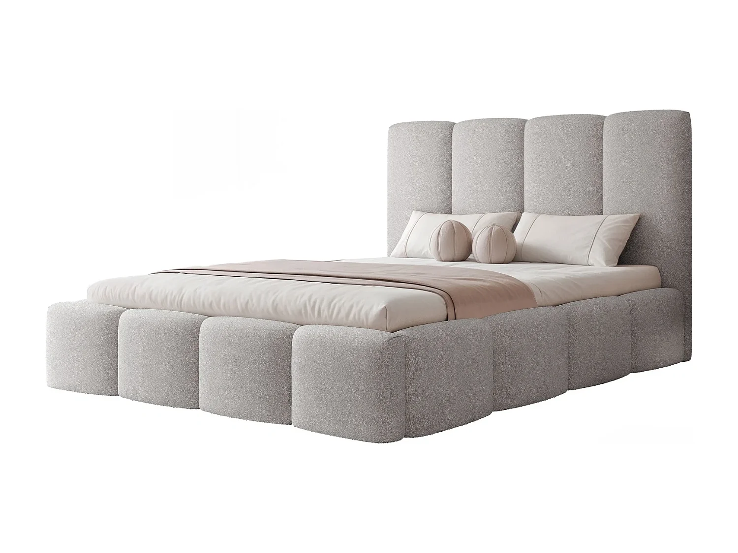 Lit Coffre 2 places LANDARE 160x200 cm avec Sommier à Lattes - Velours Gris Argent (Melody 02)