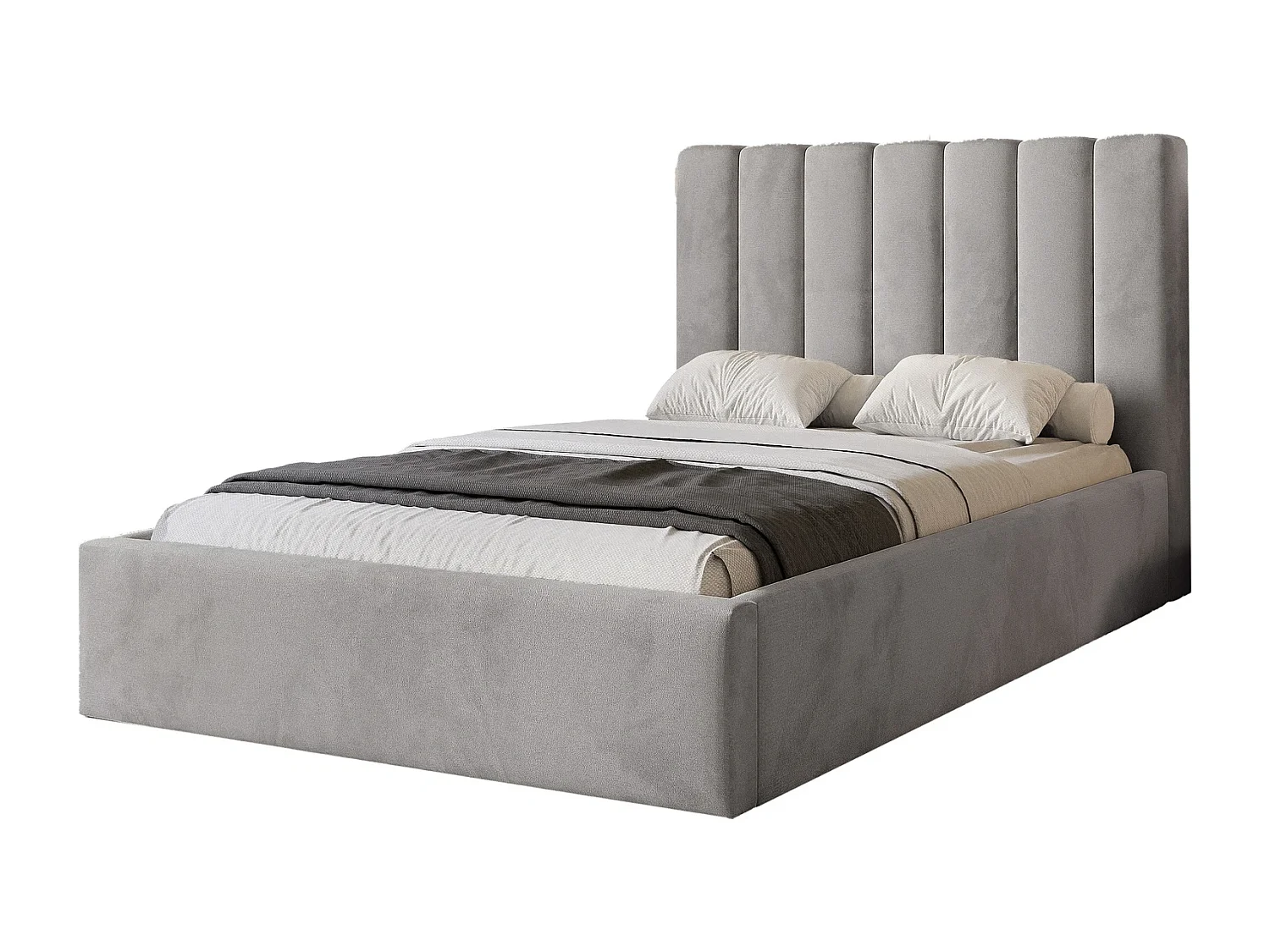 Lit Coffre CIERO 120x200 cm avec Sommier à Lattes - Velours Platine (Magic Velvet)