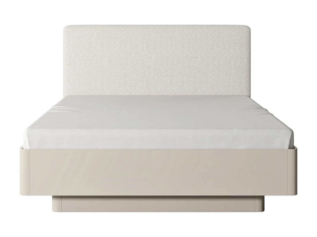 Polsterbett Flore 160x200 cm mit Metallrahmen und Bettkasten - Beige