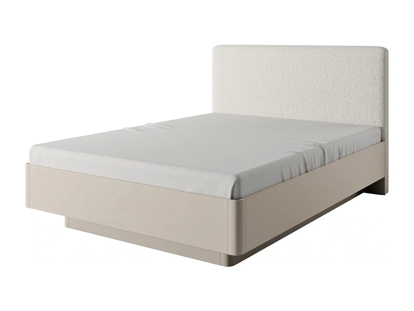 Polsterbett Flore 160x200 cm mit Metallrahmen und Bettkasten - Beige
