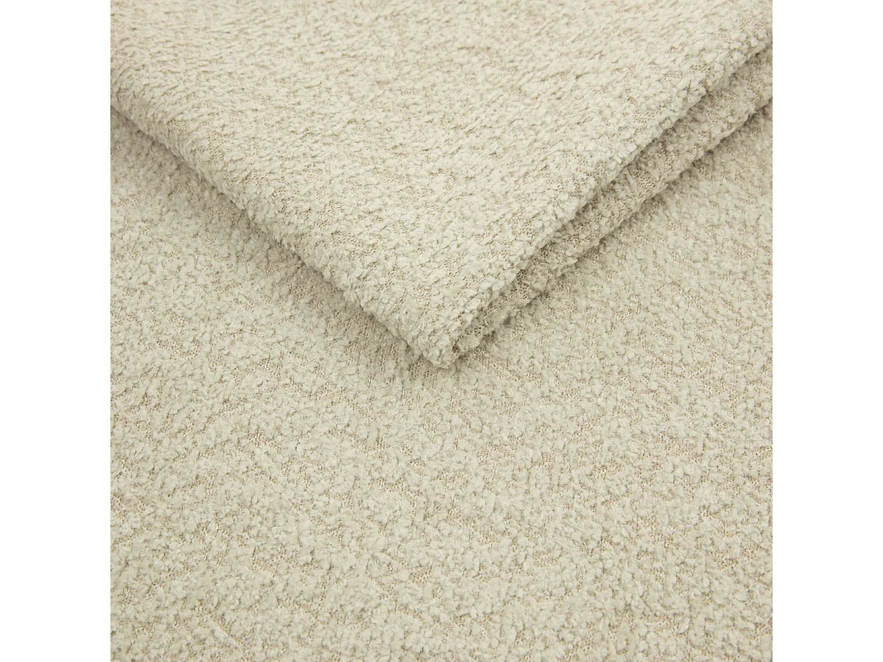 Lit Coffre 2 places CIERO 160x200 cm avec Sommier à Lattes - Tissu Bouclette Beige (Abriamo)