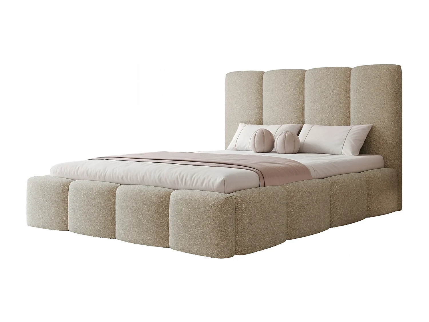 Lit Coffre King Size LANDARE 180x200 cm avec Sommier à Lattes - Velours Beige (Melody 13)