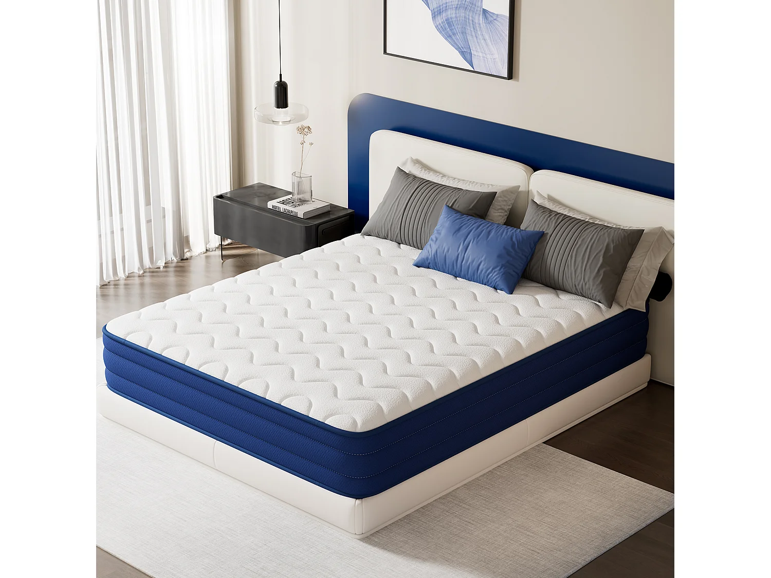Colchón extra confort 150 x 190 cm – grosor 22 cm – 7 zonas de confort – soporte equilibrado