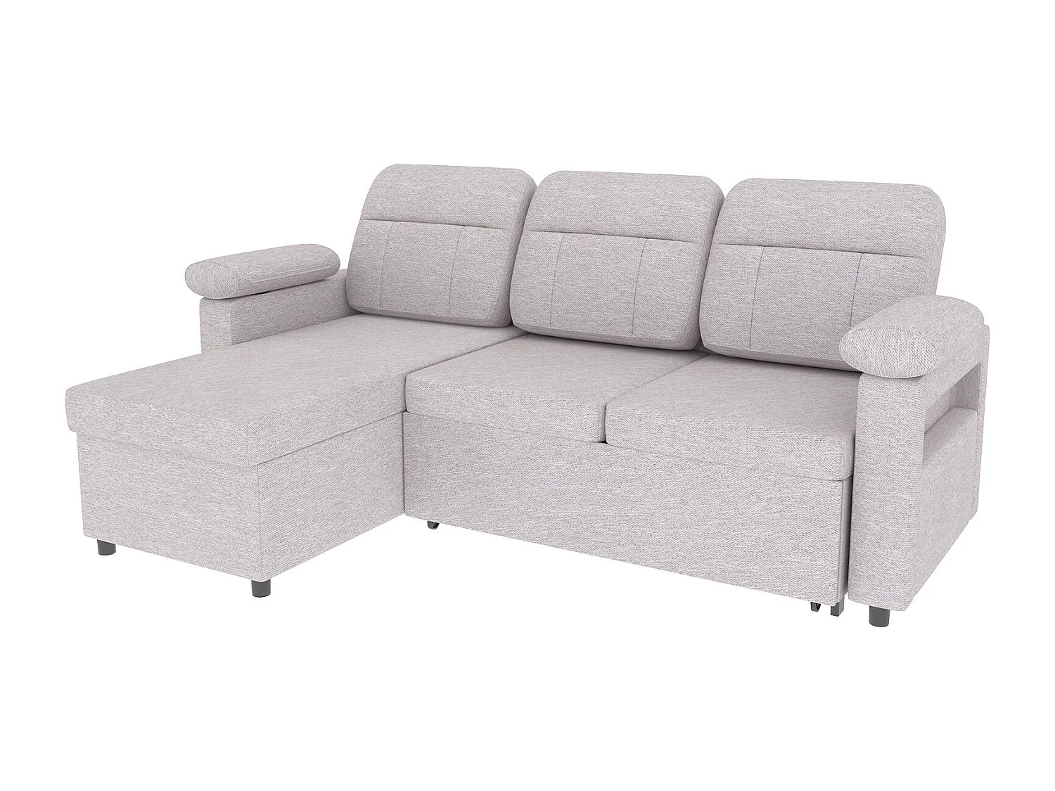 Canapé d’angle réversible 4places en tissu gris avec porte-téléphone – confort et praticité