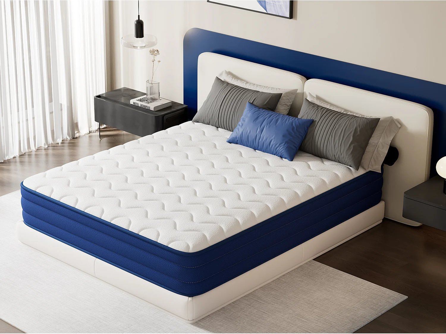Matelas grand confort 100x200 cm – épaisseur 22 cm – 7 zones de confort – soutien équilibré