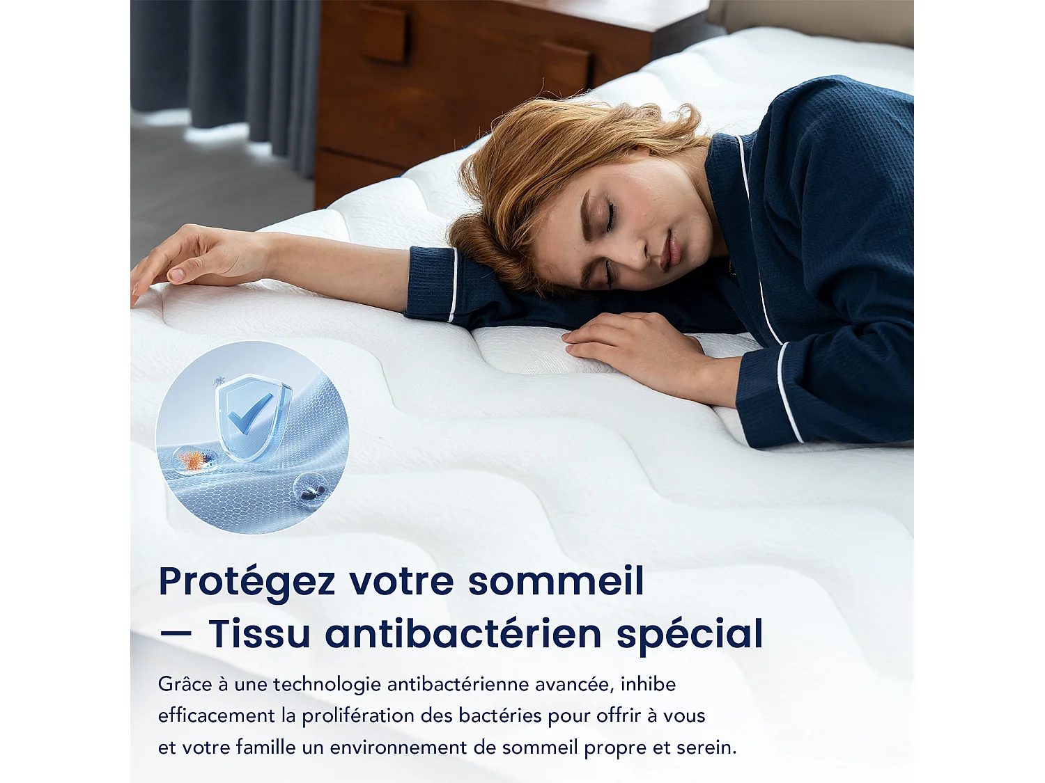 Colchón extra confort 80 x 200 cm – grosor 22 cm – 7 zonas de confort – soporte equilibrado
