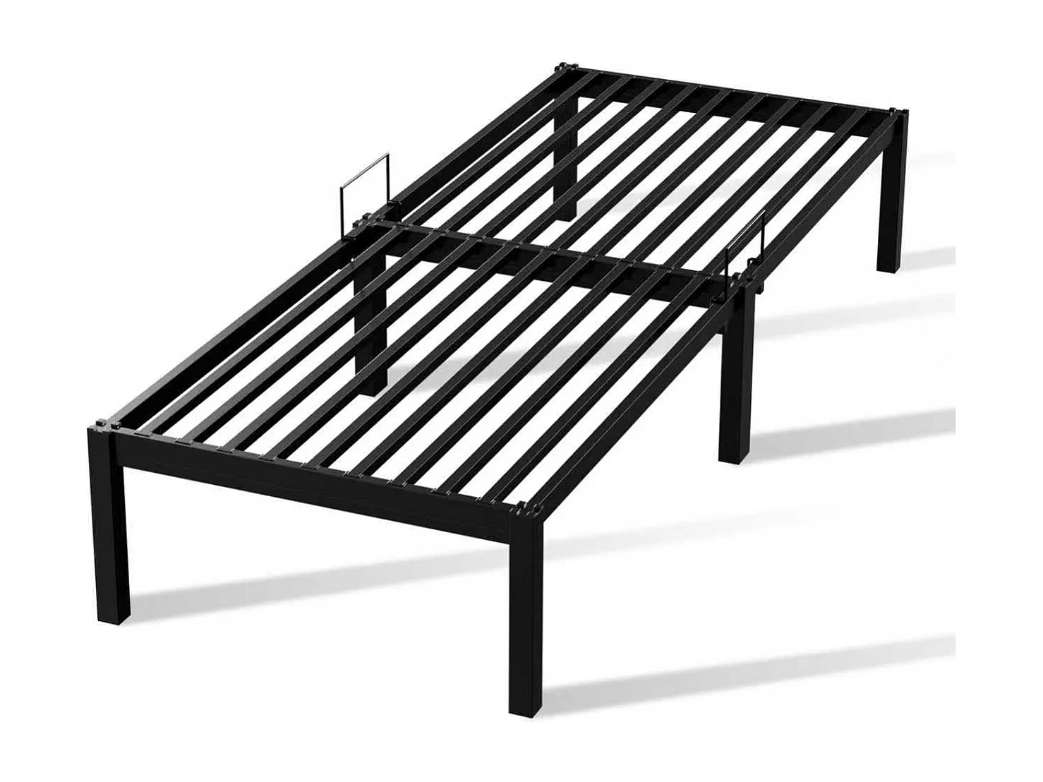 Metallbett mit Stauraum 90 × 200 cm Schwarz