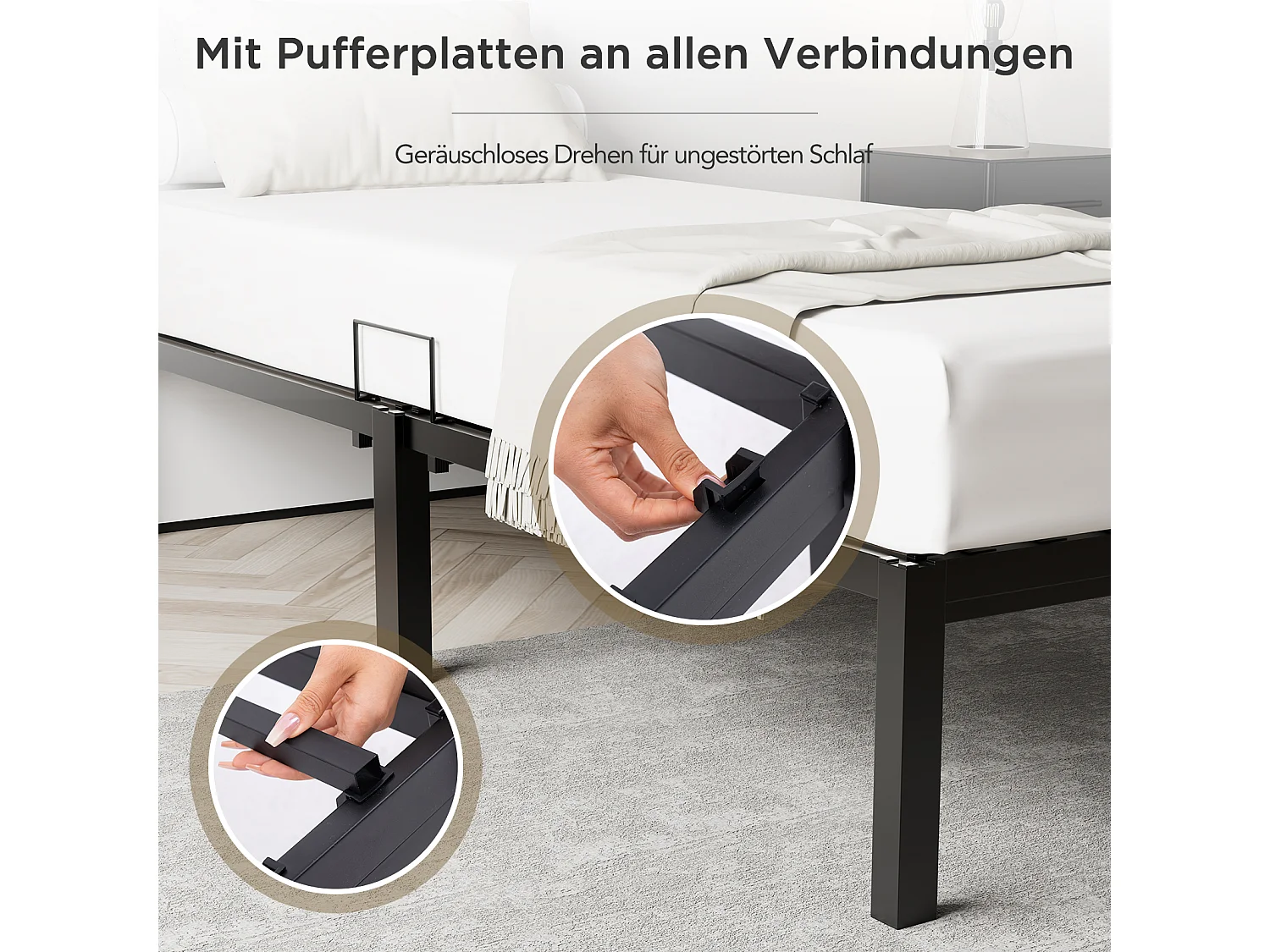 Metallbett mit Stauraum 90 × 200 cm Schwarz
